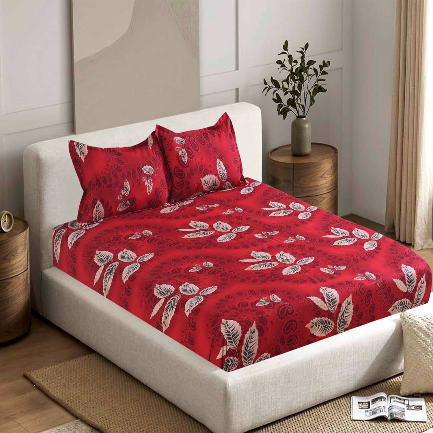 Welhouse India Cotton 1 Double Bedsheet with 2 Pillow Covers ( Red ) Welhouse India Cotton 1 Double Bedsheet with 2 Pillow Covers ( Red )