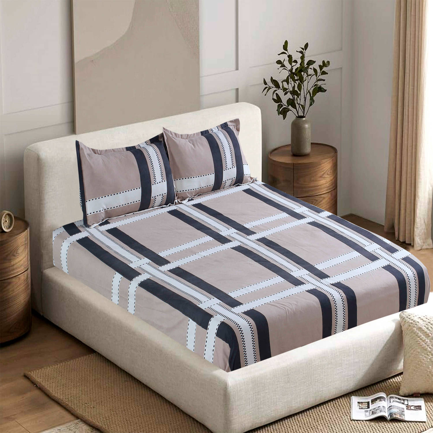 Welhouse India Cotton 1 Double Bedsheet with 2 Pillow Covers ( Gray )     			Welhouse India Cotton 1 Double Bedsheet with 2 Pillow Covers ( Gray )