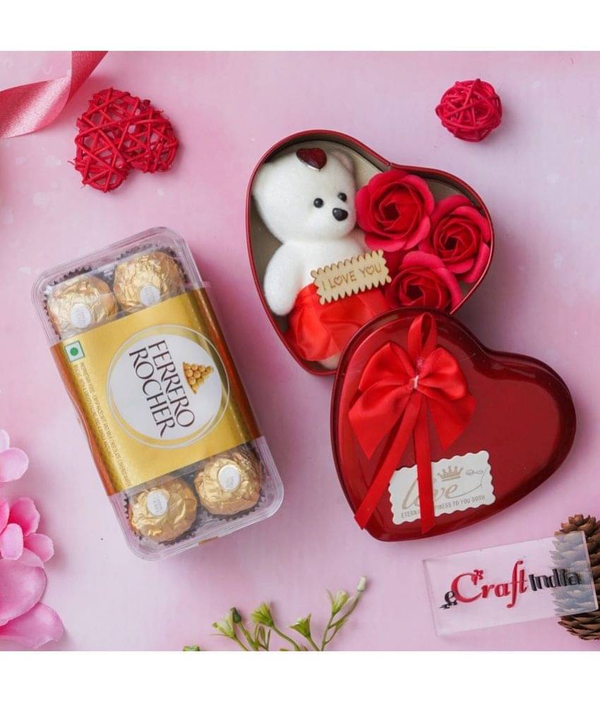 eCraftIndia Heart Shaped Valentine's Day Gift Box & Ferrero Rocher Chocolates-400gm eCraftIndia Heart Shaped Valentine's Day Gift Box & Ferrero Rocher Chocolates-400gm