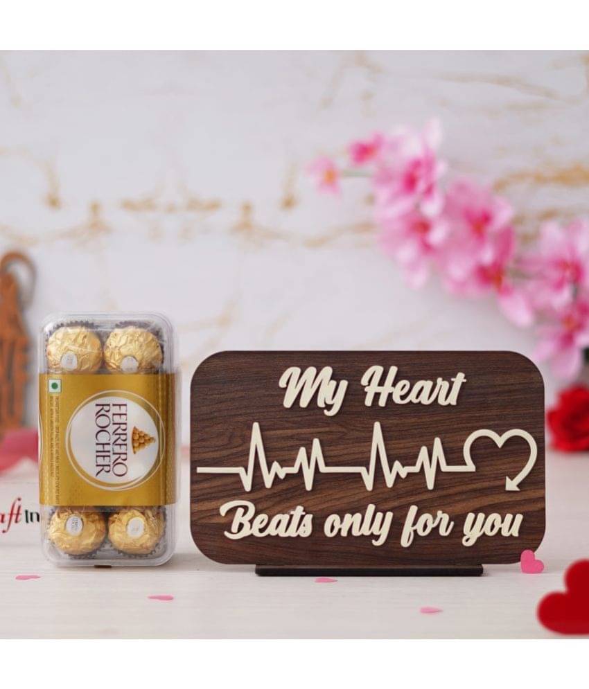     			eCraftIndia My Heart Beats Only For You Showpiece & Ferrero Rocher Chocolates-400g