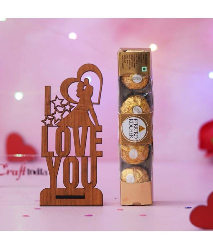     			eCraftIndia Ferrero Rocher Chocolates & I Love You Valentine Showpiece Assorted Gift Set