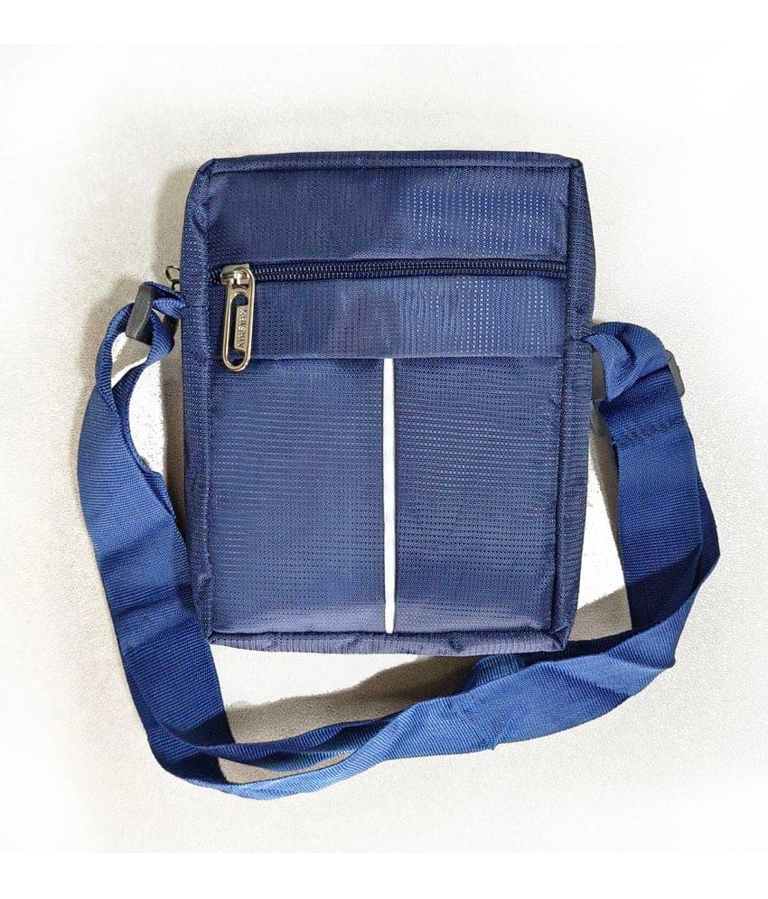     			krishiv Navy Blue Solid Messenger Bag