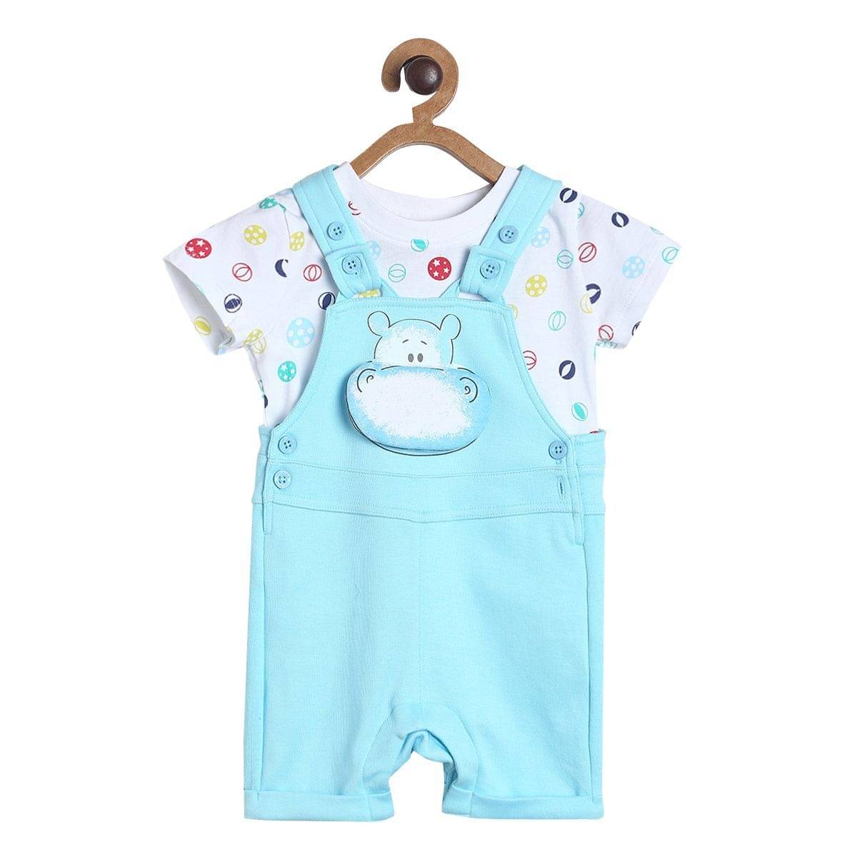     			miniklub Pack of 2 Baby Boys Cotton Dungaree Sets ( Blue )