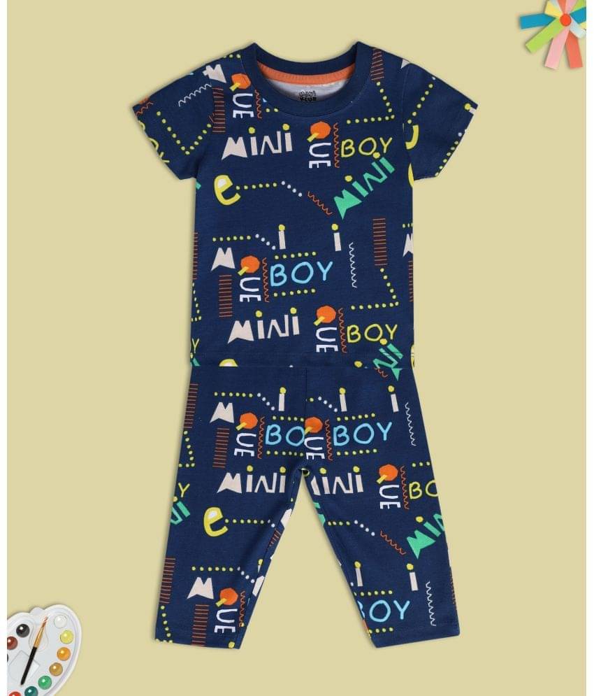     			miniklub Pack of 2 Baby Boys Cotton T-Shirt & Trouser ( Blue )