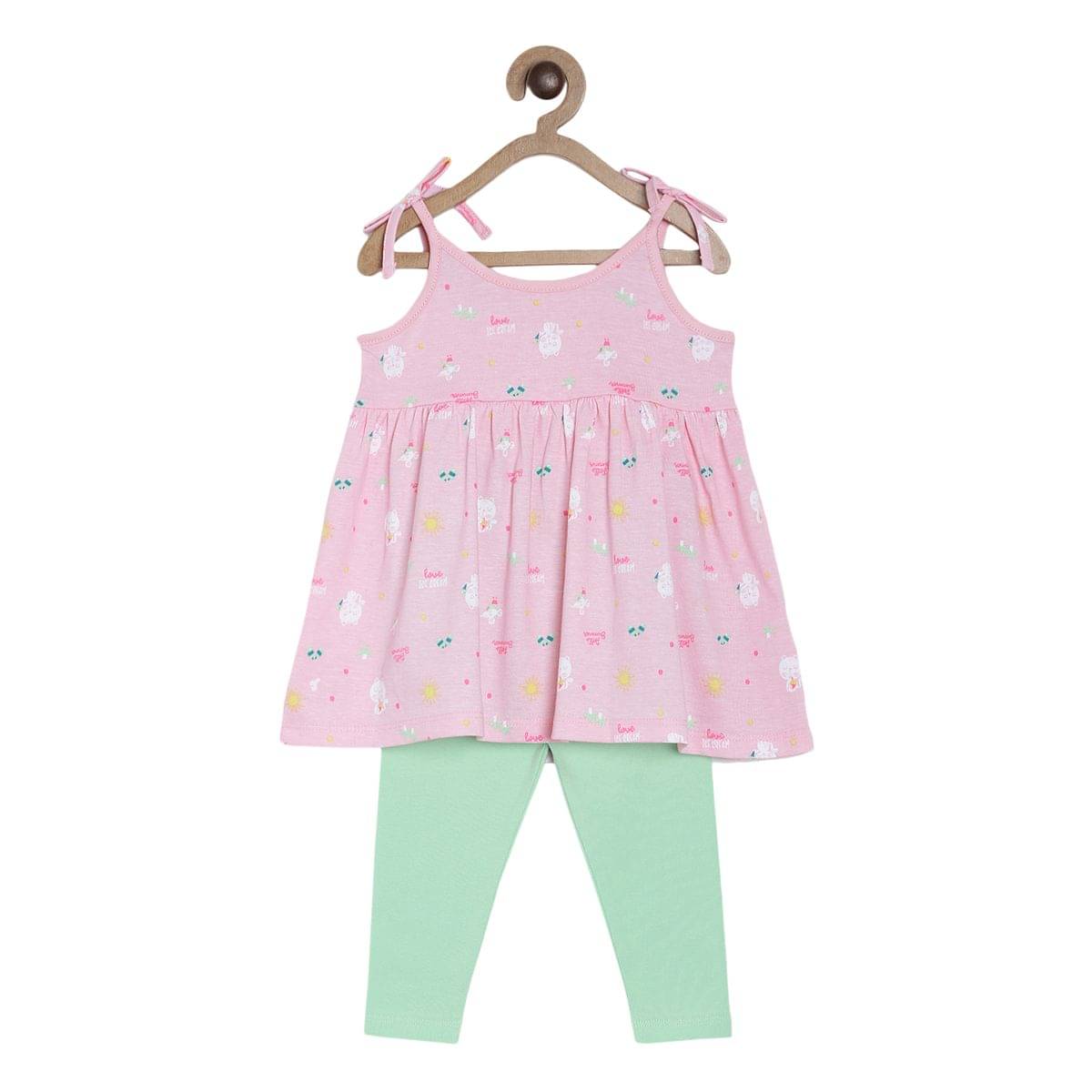     			miniklub Pack of 2 Baby Girls Cotton Top & Trouser ( Multi )