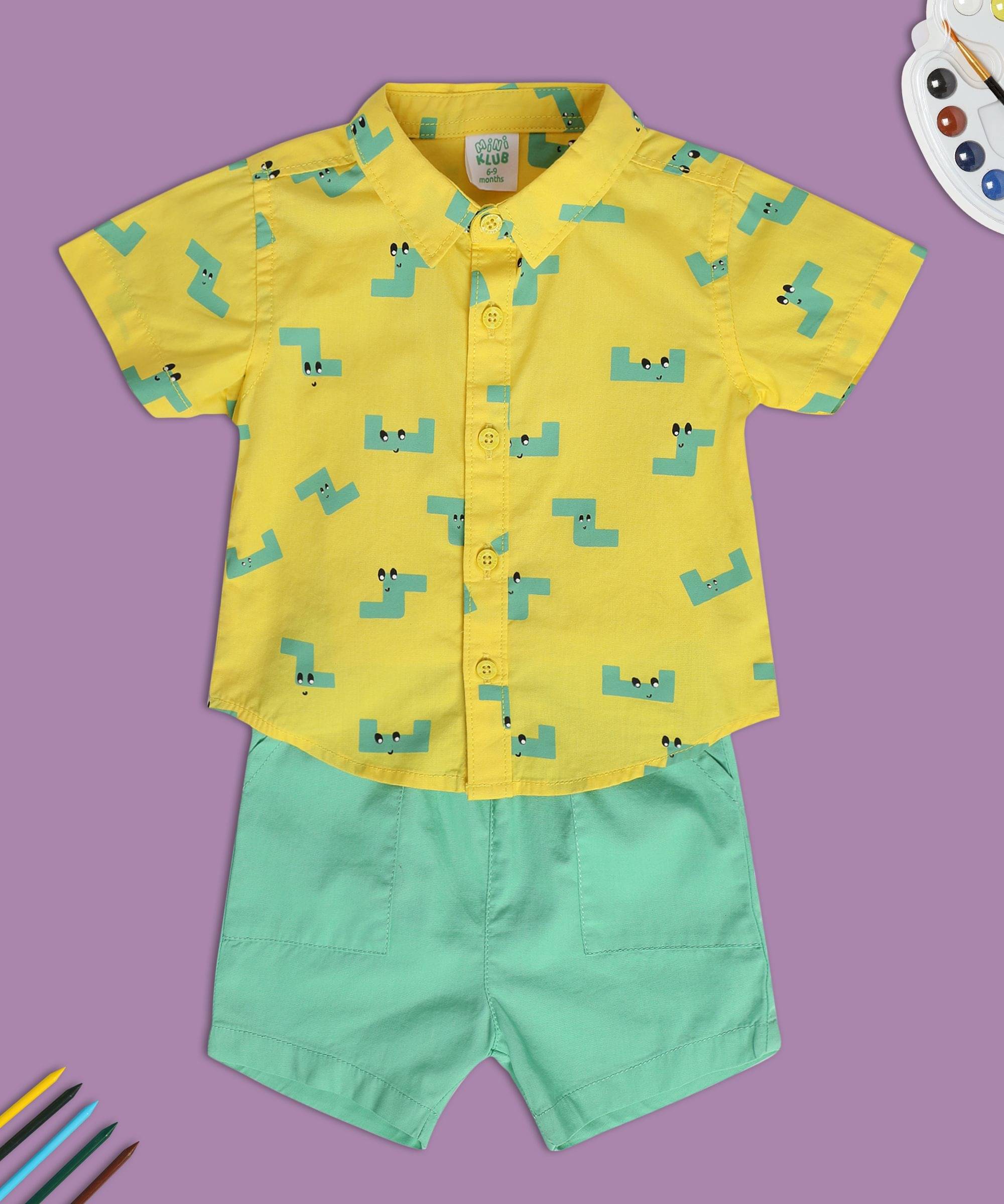     			miniklub Pack of 2 Baby Boys Cotton Shirt & Trouser ( Yellow )