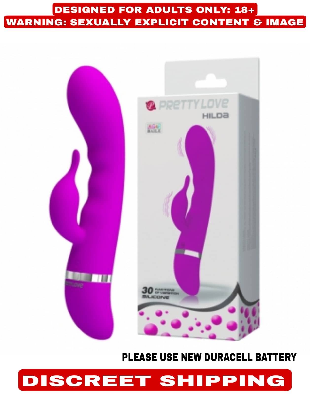 30 SPEED PRETTY LOVE G*SPOT RABBIT VIBRATING DILDO VIBRATOR BY NAUGHTY WORLD