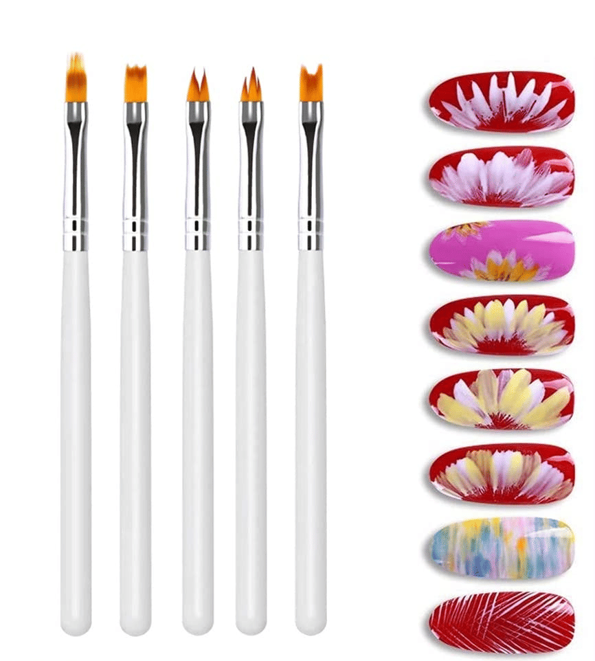Cameleon 5PC Flower Brush Shaded Nails 3 g