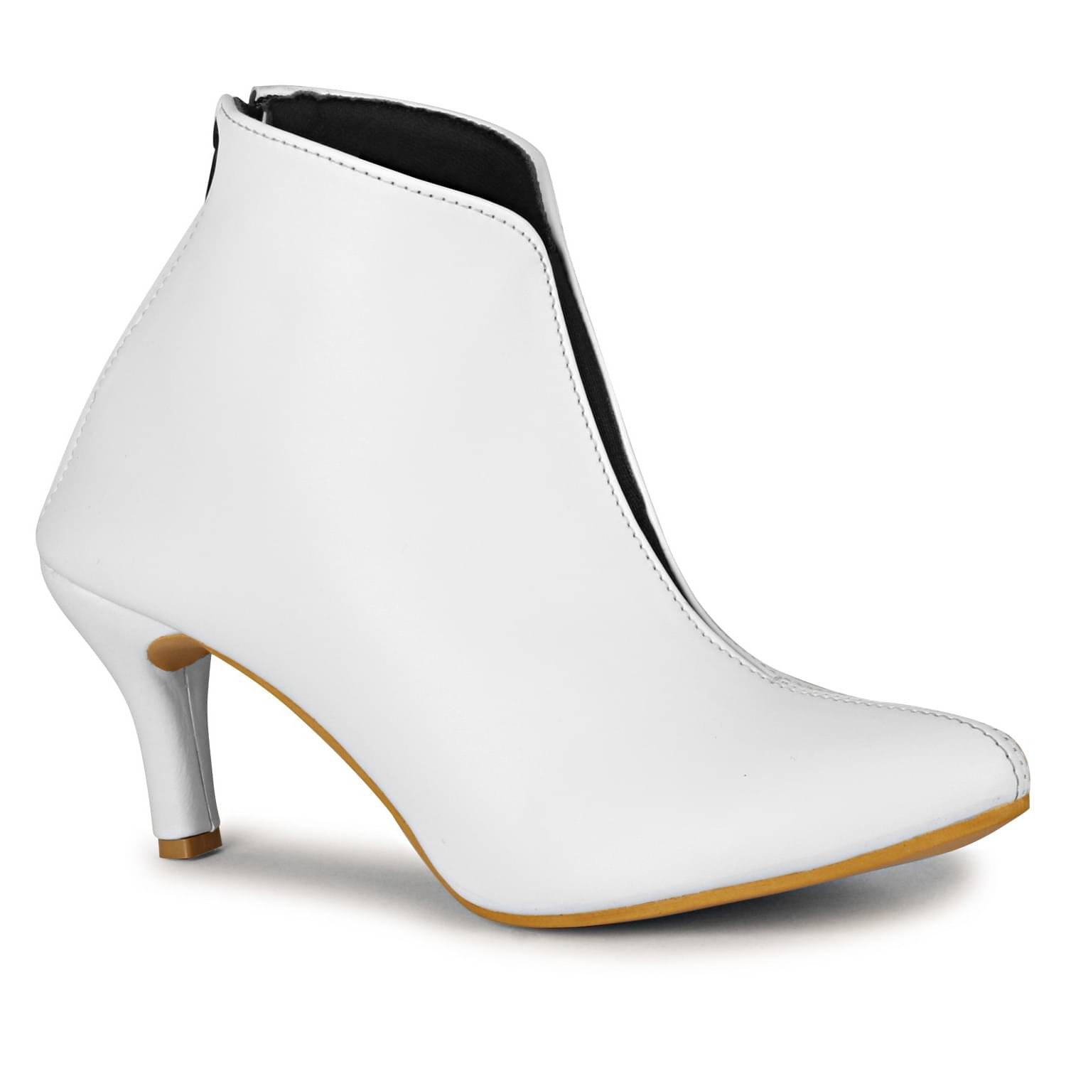     			Ishransh White Women's Ankle Length Boots