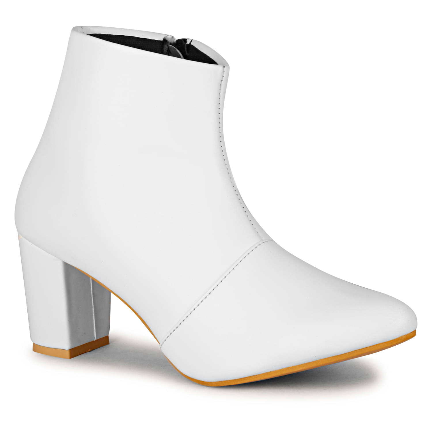     			Ishransh White Women's Ankle Length Boots