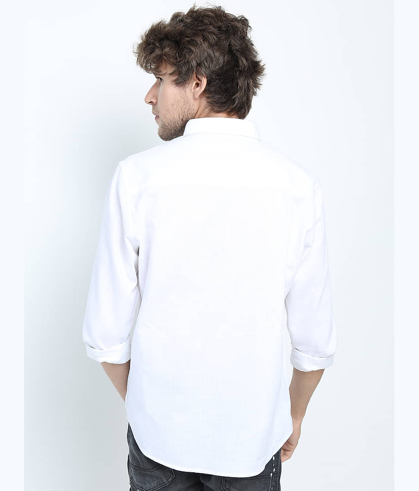 Ketch 100% Cotton Slim Fit Printed Full Sleeves Men's Casual Shirt - White ( Pack of 1 )