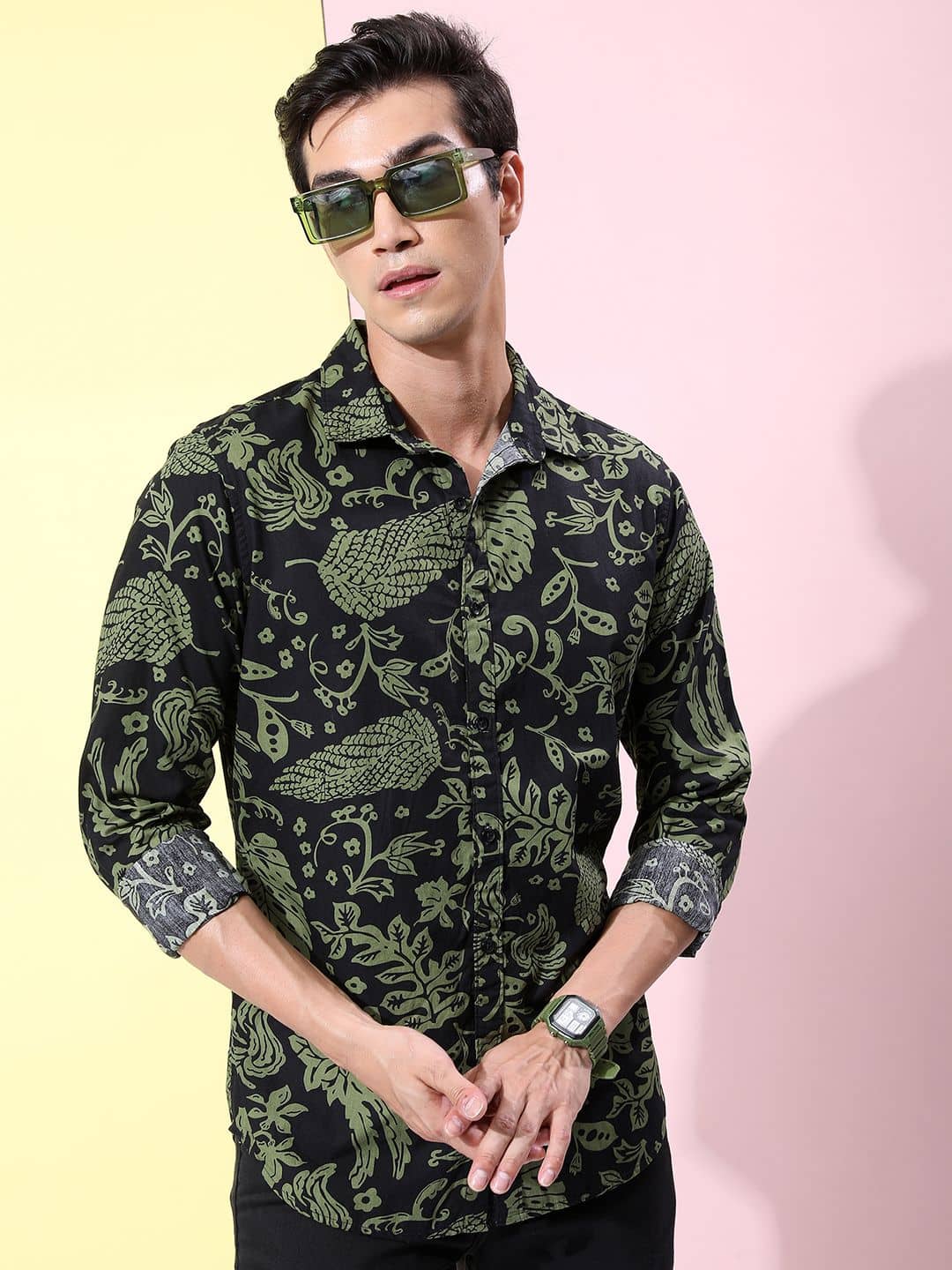 Ketch 100% Cotton Slim Fit Printed Full Sleeves Men's Casual Shirt - Lavender ( Pack of 1 )