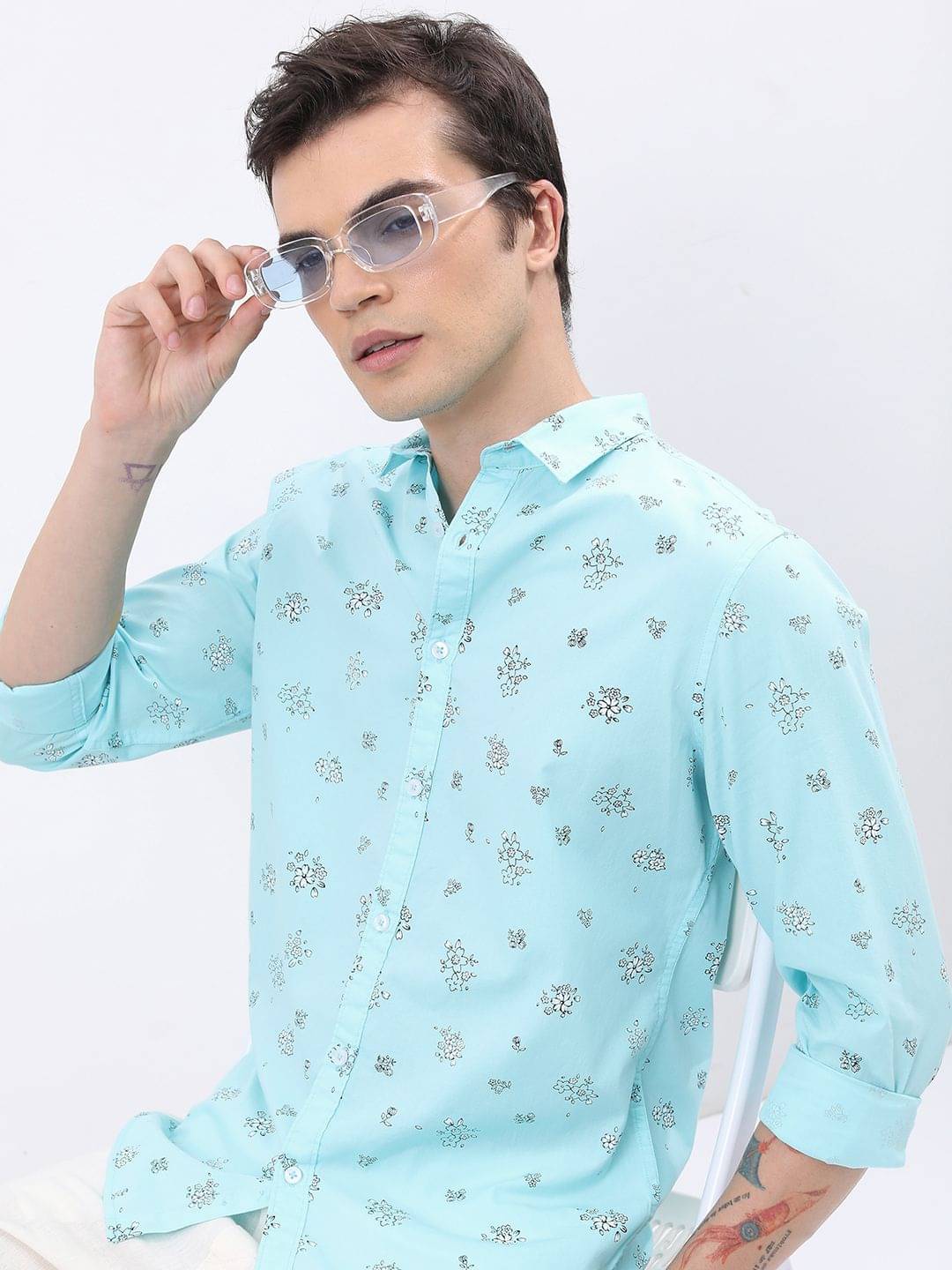     			Ketch 100% Cotton Slim Fit Printed Full Sleeves Men's Casual Shirt - Blue ( Pack of 1 )