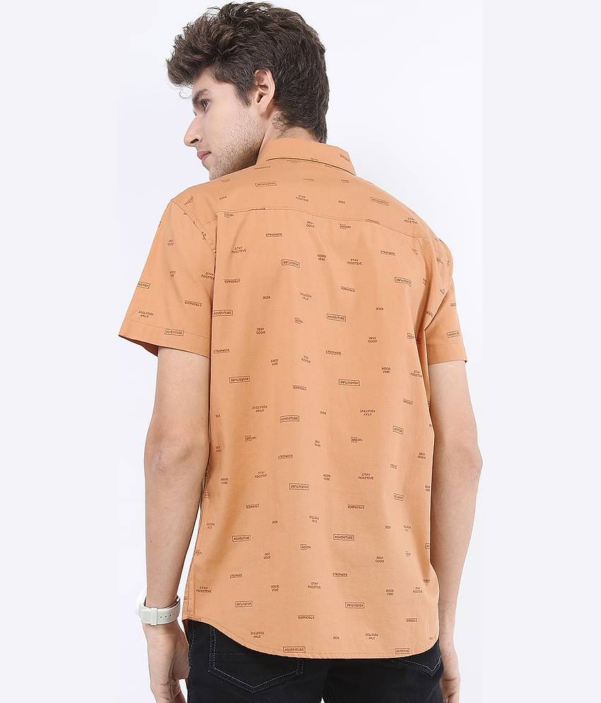 Ketch 100% Cotton Slim Fit Printed Half Sleeves Men's Casual Shirt - Rust ( Pack of 1 )