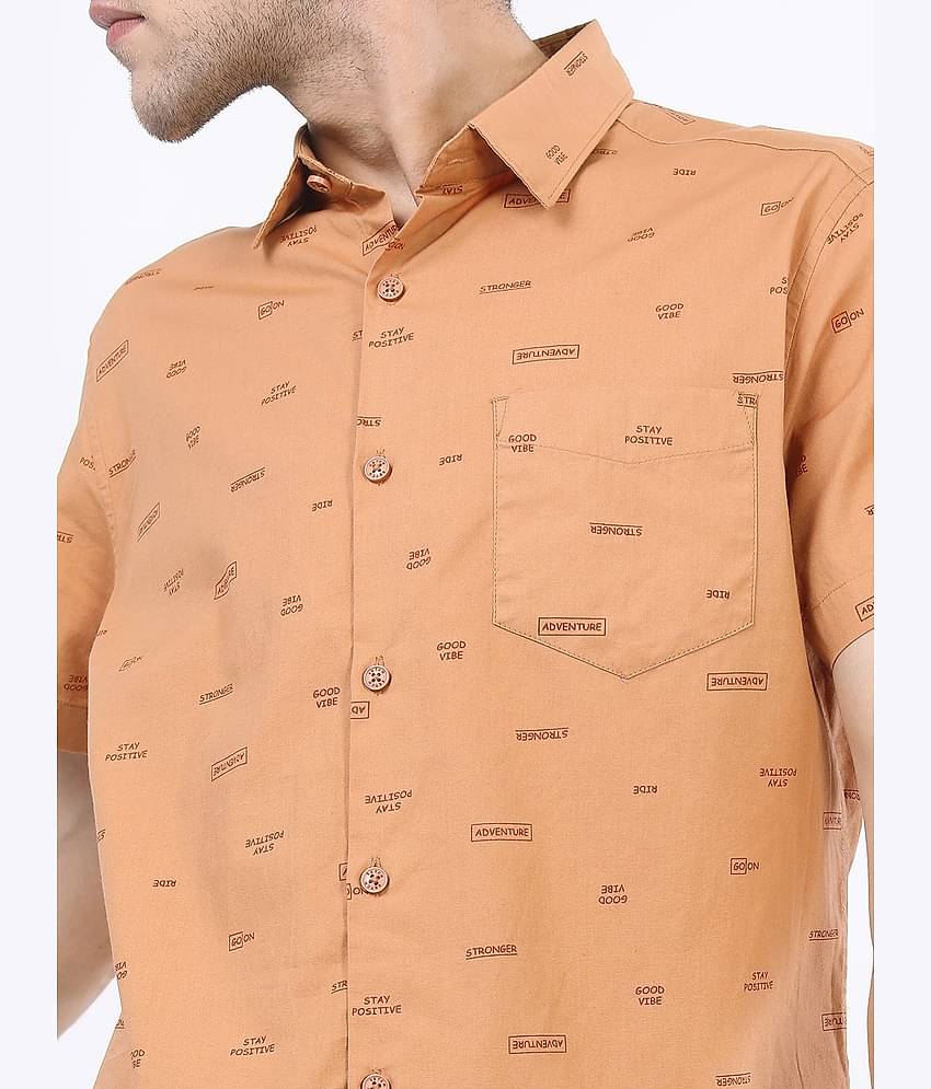 Ketch 100% Cotton Slim Fit Printed Half Sleeves Men's Casual Shirt - Rust ( Pack of 1 )