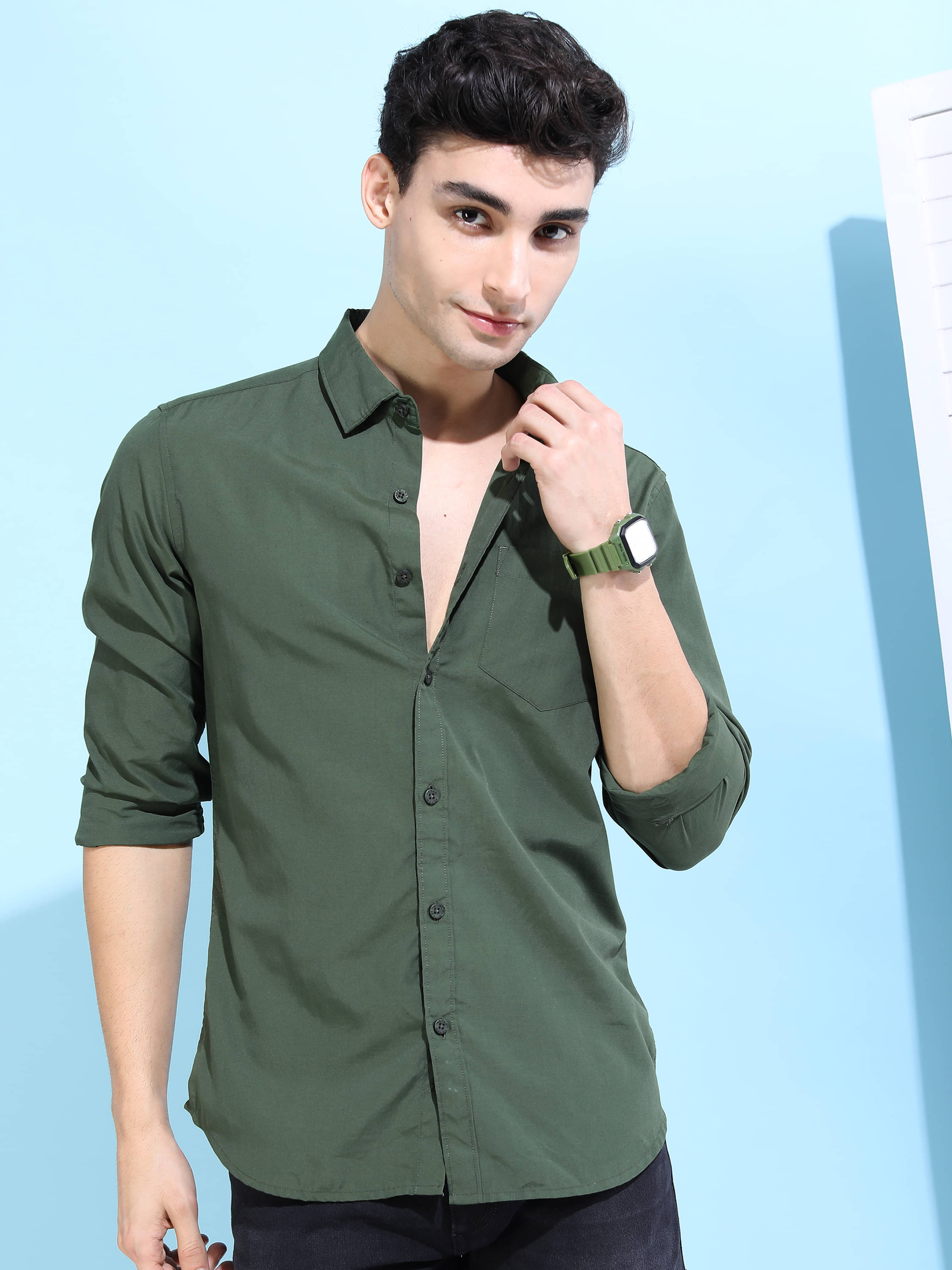 Ketch Polyester Slim Fit Solids Full Sleeves Men's Casual Shirt - Green ( Pack of 1 ) Ketch Polyester Slim Fit Solids Full Sleeves Men's Casual Shirt - Green ( Pack of 1 )