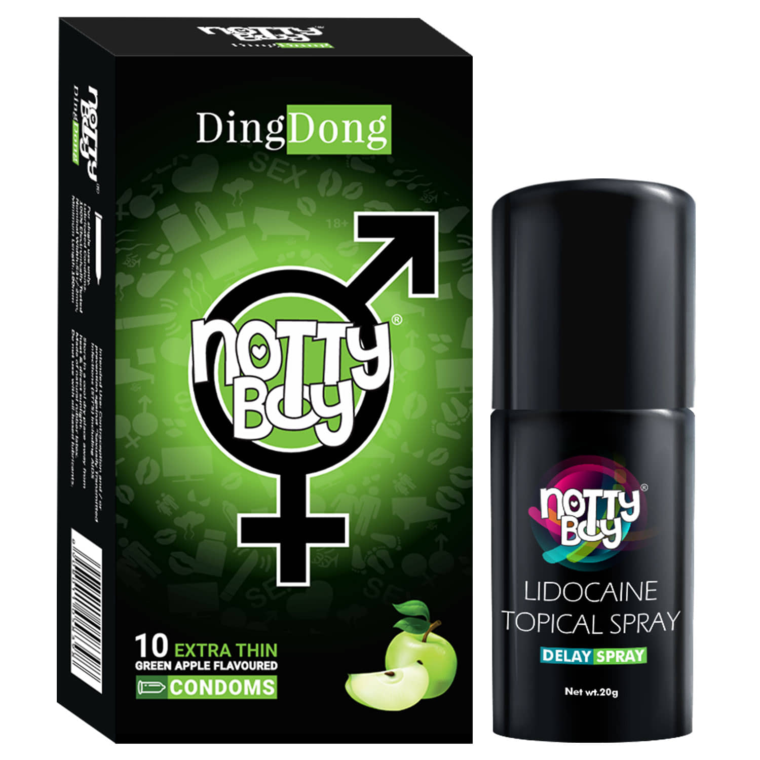 NottyBoy Delay Spray For Men 20g, Fruit Flavoured Condoms - Pack of 1