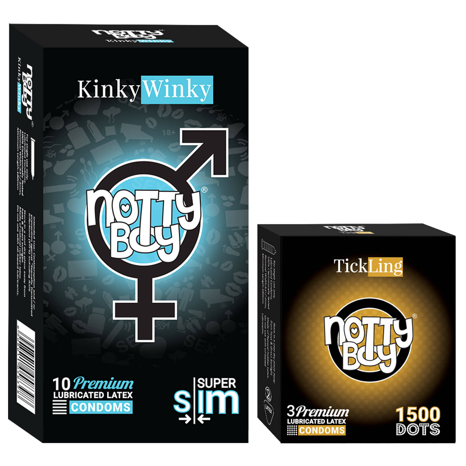 NottyBoy Ultra Thin Super Slim and 1500 Dots Condoms - (Set of 2, 13 Pieces)