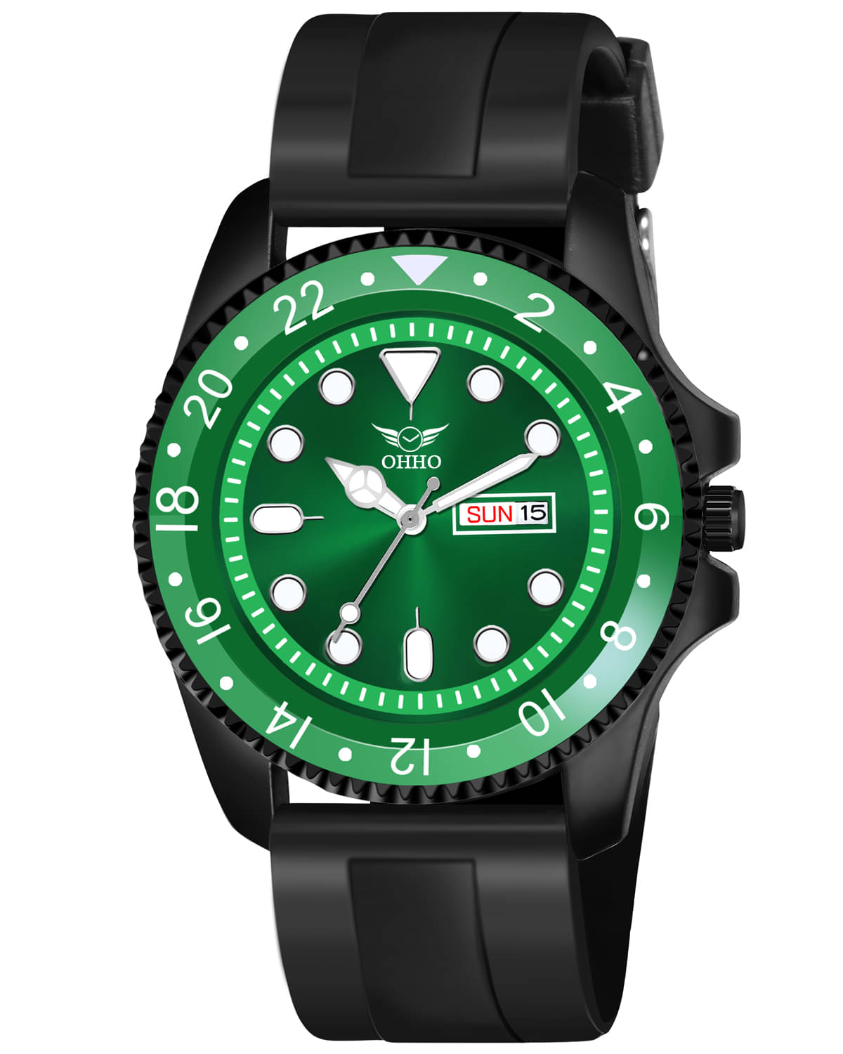     			OHHO Black Silicon Analog Men's Watch