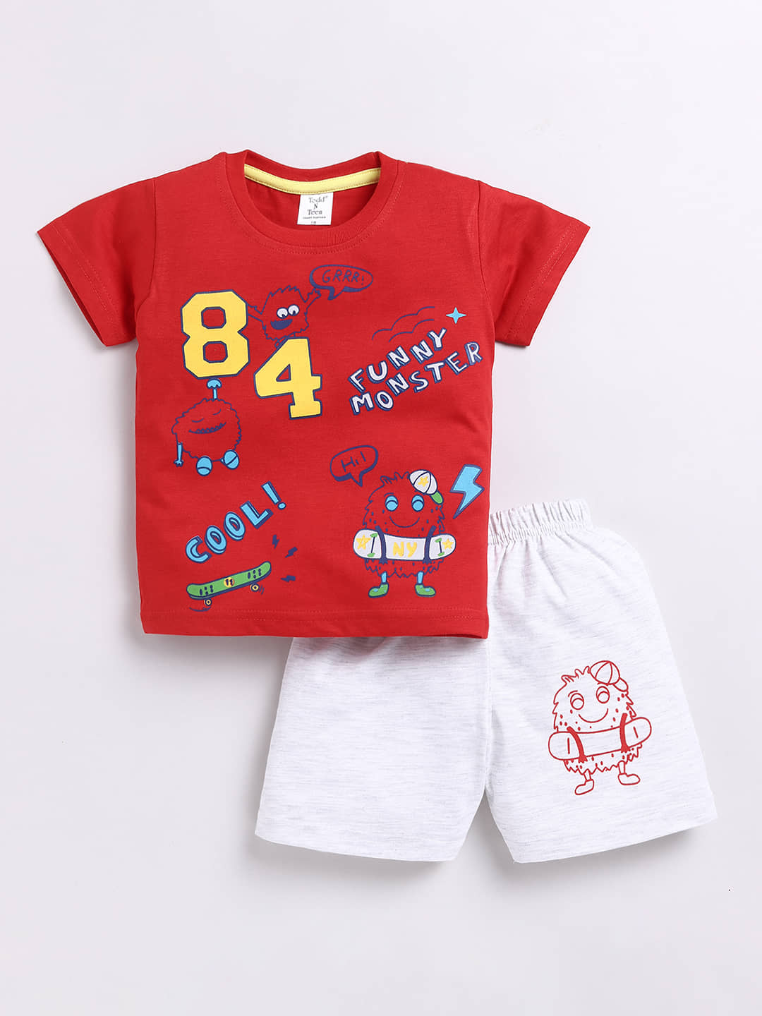 Todd N Teen Pack of 1 Baby Boys Cotton T-Shirt & Shorts ( Red )
