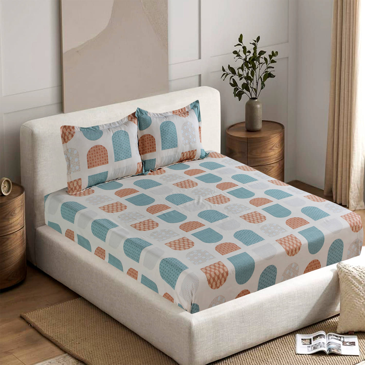 Welhouse India Cotton 1 Double Bedsheet with 2 Pillow Covers ( Multicolor ) Welhouse India Cotton 1 Double Bedsheet with 2 Pillow Covers ( Multicolor )