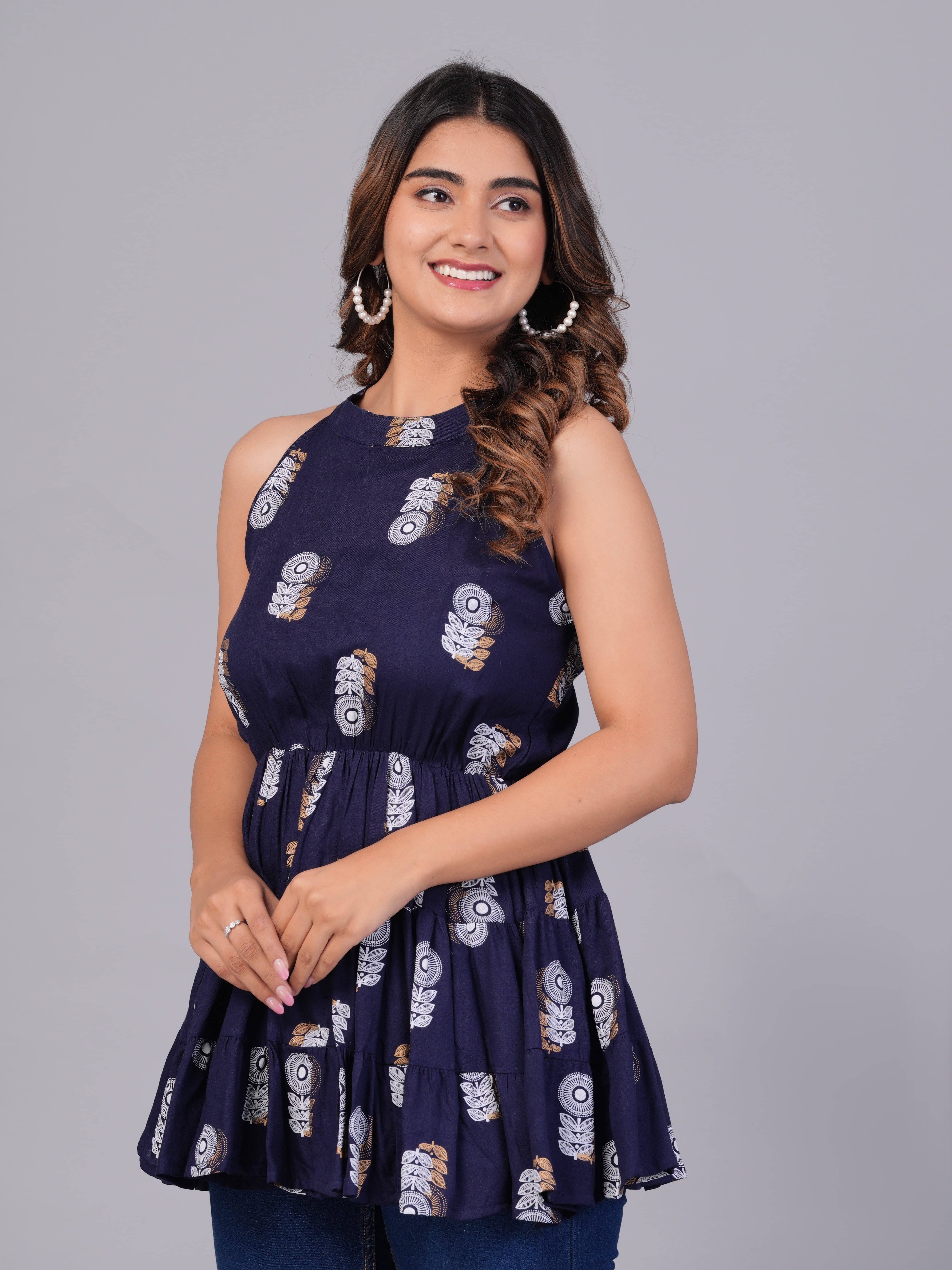s.r gift collection Women's Rayon Regular Top ( Blue )     			s.r gift collection Women's Rayon Regular Top ( Blue )