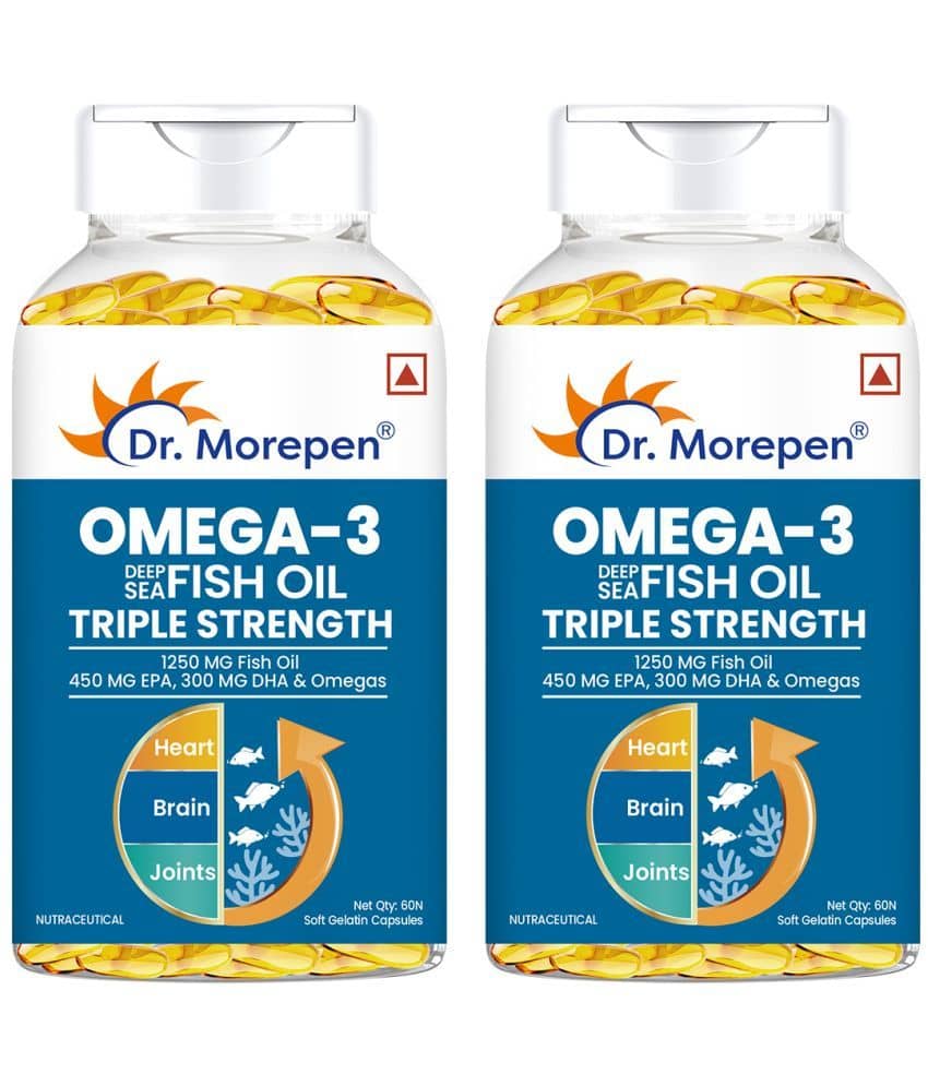 Dr. Morepen Omega-3 Fish Oil | 1250mg Triple Strength Capsules | No Fishy Burps (120 Capsules)