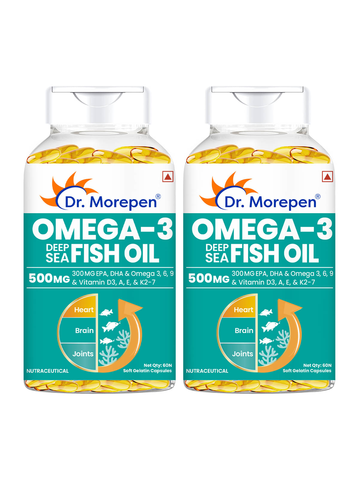 Dr. Morepen Omega-3 Fish Oil 500mg Capsules with Vitamin A & E| No Fishy Burps (120 Capsules) Dr. Morepen Omega-3 Fish Oil 500mg Capsules with Vitamin A & E| No Fishy Burps (120 Capsules)