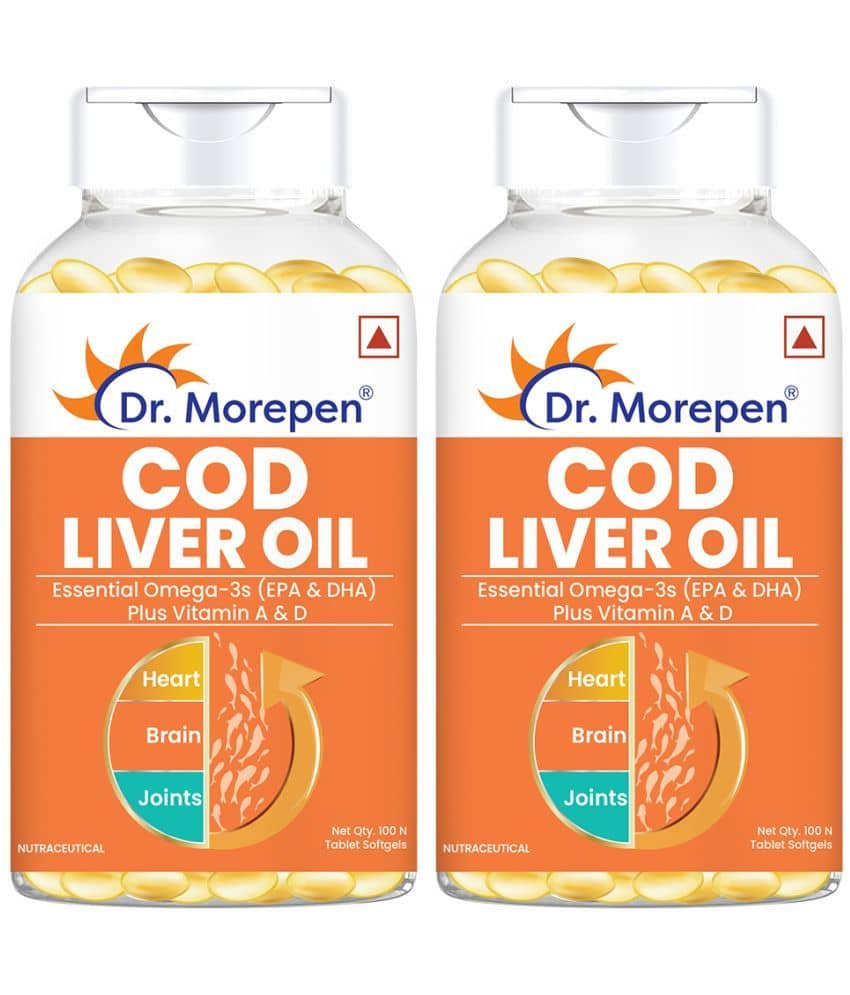 Dr. Morepen COD Liver Oil Capsules Omega 3, Natural EPA & DHA 100 Nos (Pack of 2)