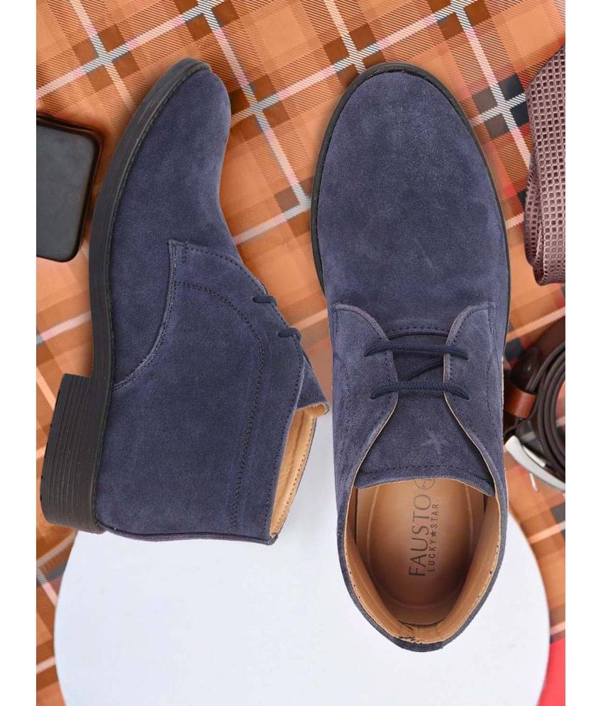 Fausto Navy Blue Men's Chukka Boots     			Fausto Navy Blue Men's Chukka Boots