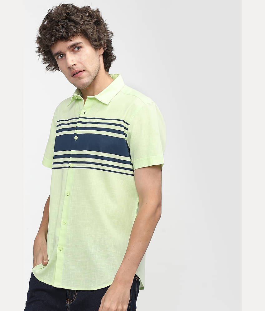 Ketch 100% Cotton Slim Fit Colorblock Half Sleeves Men's Casual Shirt - Blue ( Pack of 1 )