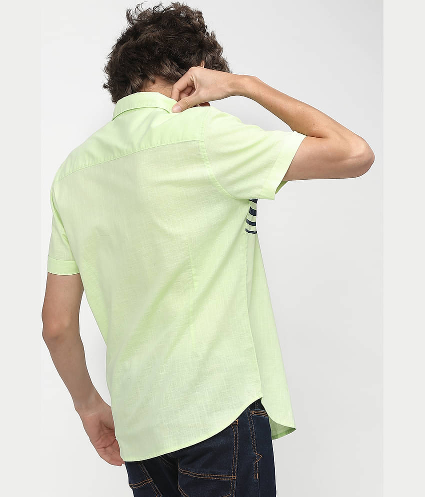 Ketch 100% Cotton Slim Fit Colorblock Half Sleeves Men's Casual Shirt - Blue ( Pack of 1 )