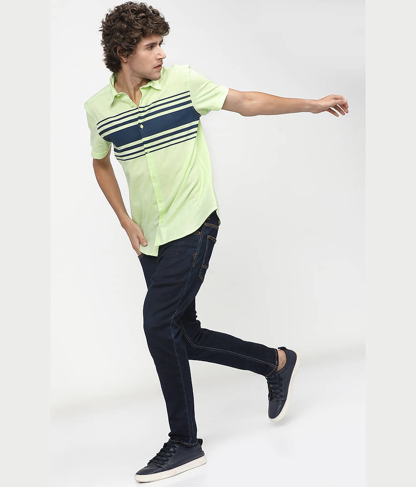 Ketch 100% Cotton Slim Fit Colorblock Half Sleeves Men's Casual Shirt - Blue ( Pack of 1 )