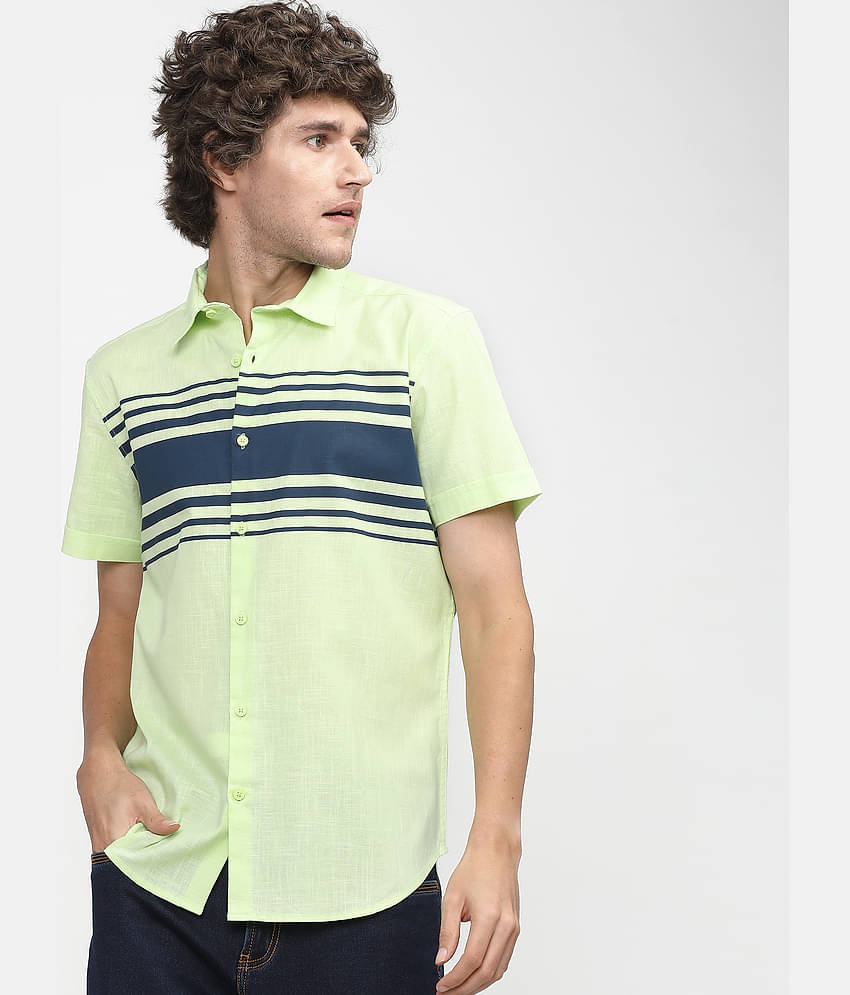 Ketch 100% Cotton Slim Fit Colorblock Half Sleeves Men's Casual Shirt - Blue ( Pack of 1 )