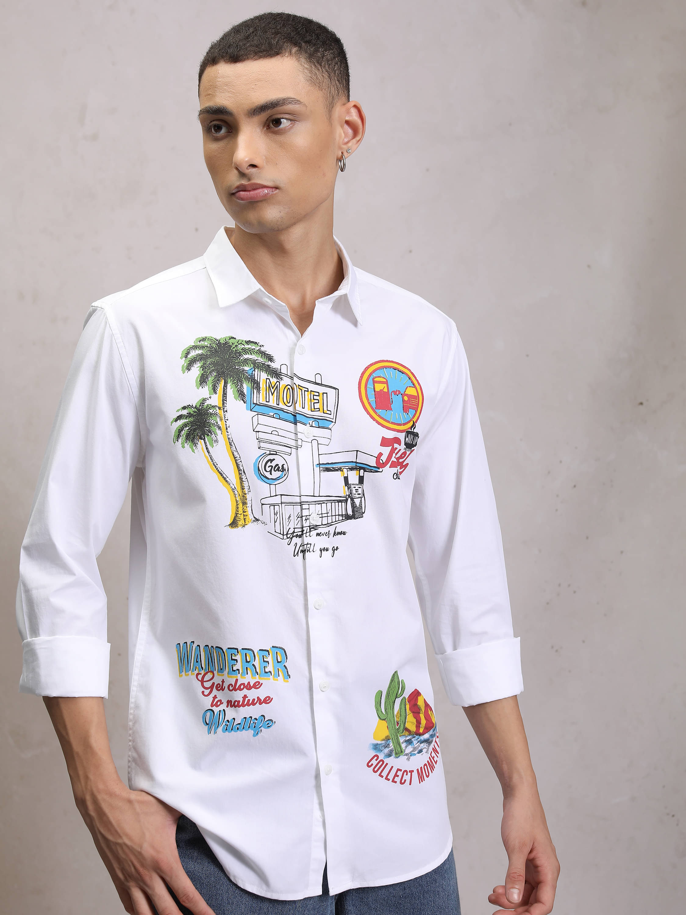 Ketch 100% Cotton Slim Fit Printed Full Sleeves Men's Casual Shirt - White ( Pack of 1 ) Ketch 100% Cotton Slim Fit Printed Full Sleeves Men's Casual Shirt - White ( Pack of 1 )