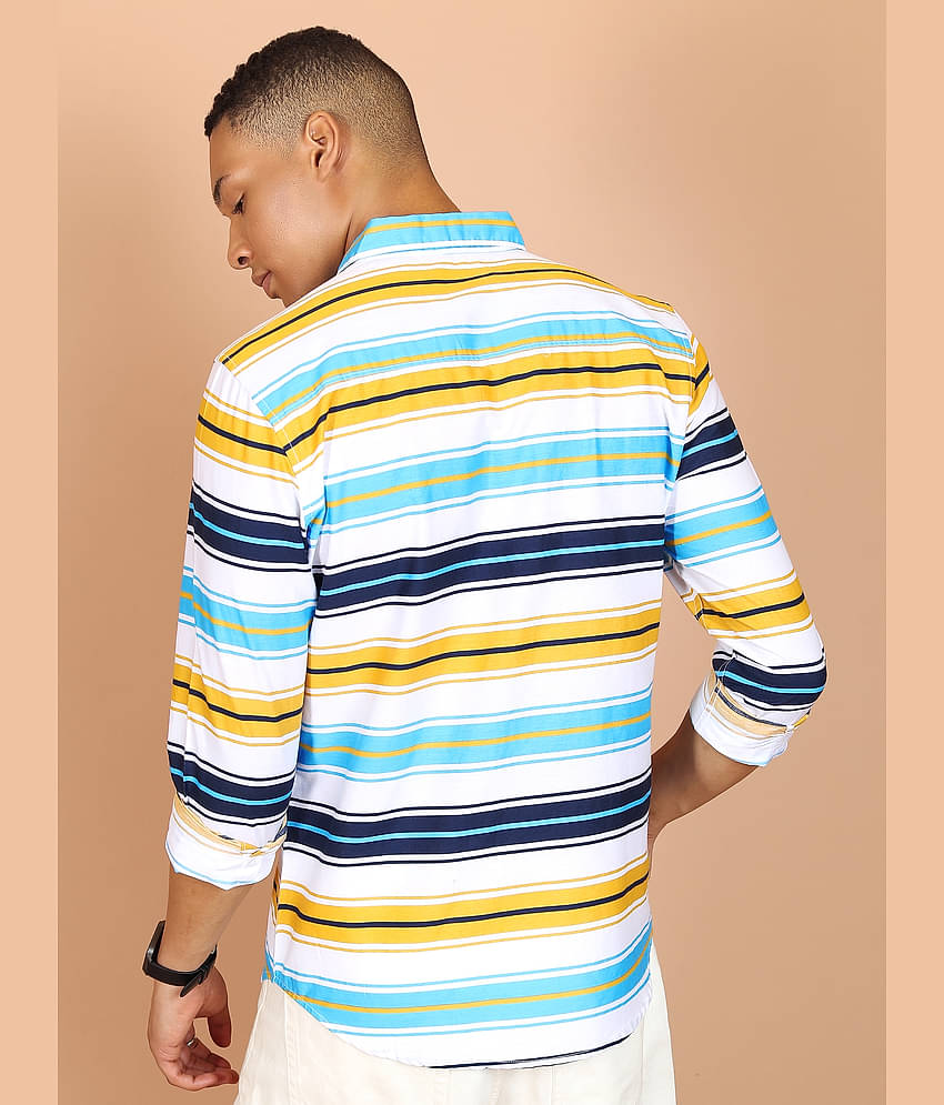 Ketch 100% Cotton Slim Fit Printed Full Sleeves Men's Casual Shirt - White ( Pack of 1 )