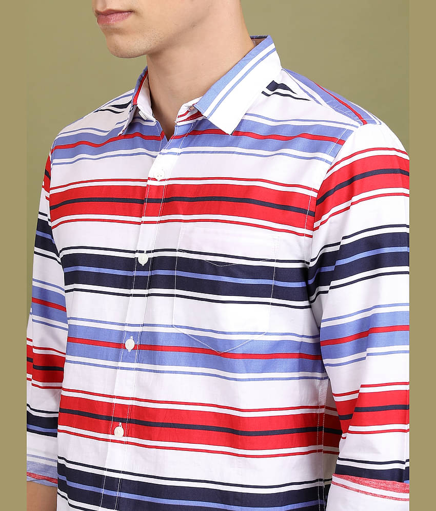 Ketch 100% Cotton Slim Fit Printed Full Sleeves Men's Casual Shirt - White ( Pack of 1 )