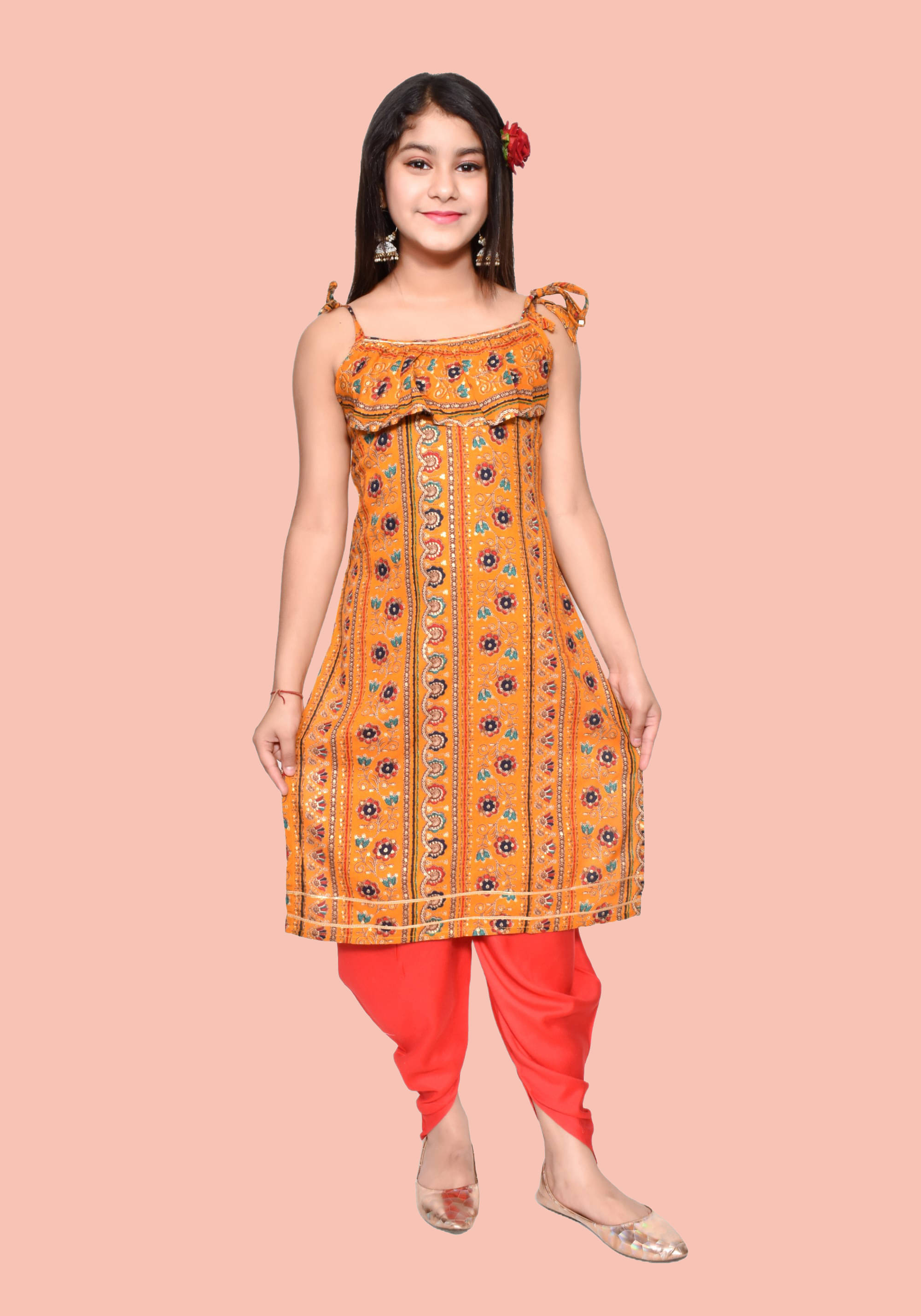     			Arshia Fashions Girls Rayon Patiala Kurta Set ( Pack of 1 , Yellow )