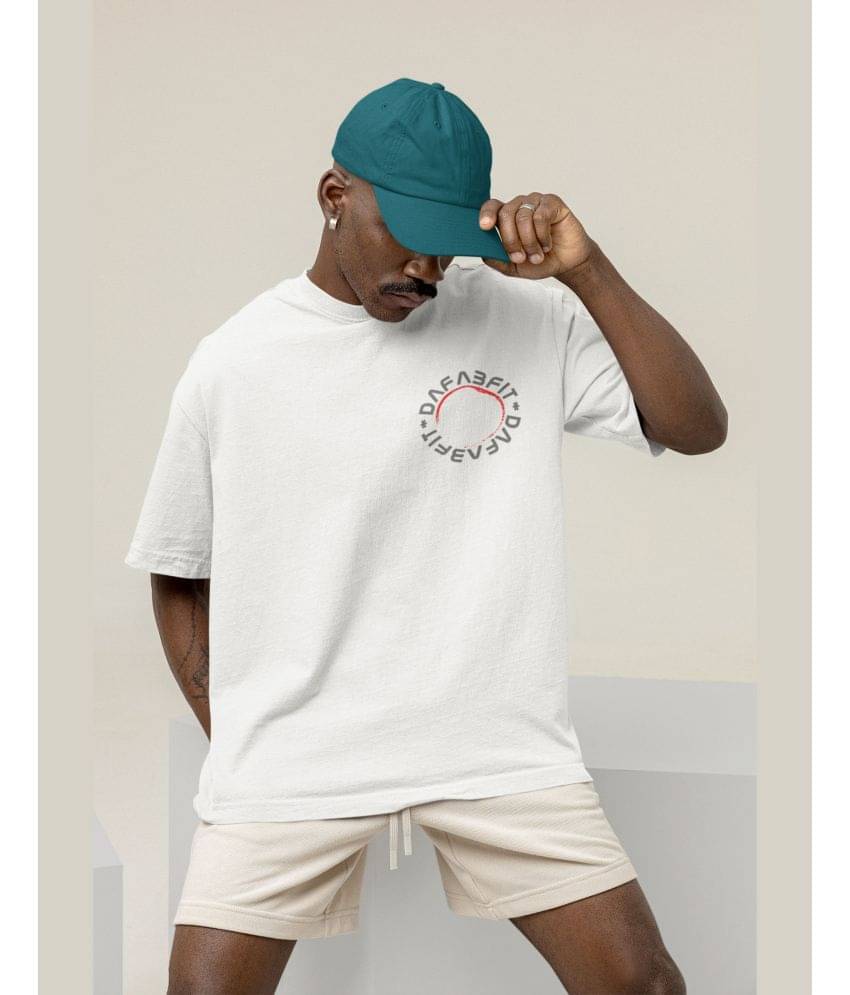 DAFABFIT Cotton Oversized Fit Printed Half Sleeves Men's T-Shirt - White ( Pack of 1 )     			DAFABFIT Cotton Oversized Fit Printed Half Sleeves Men's T-Shirt - White ( Pack of 1 )