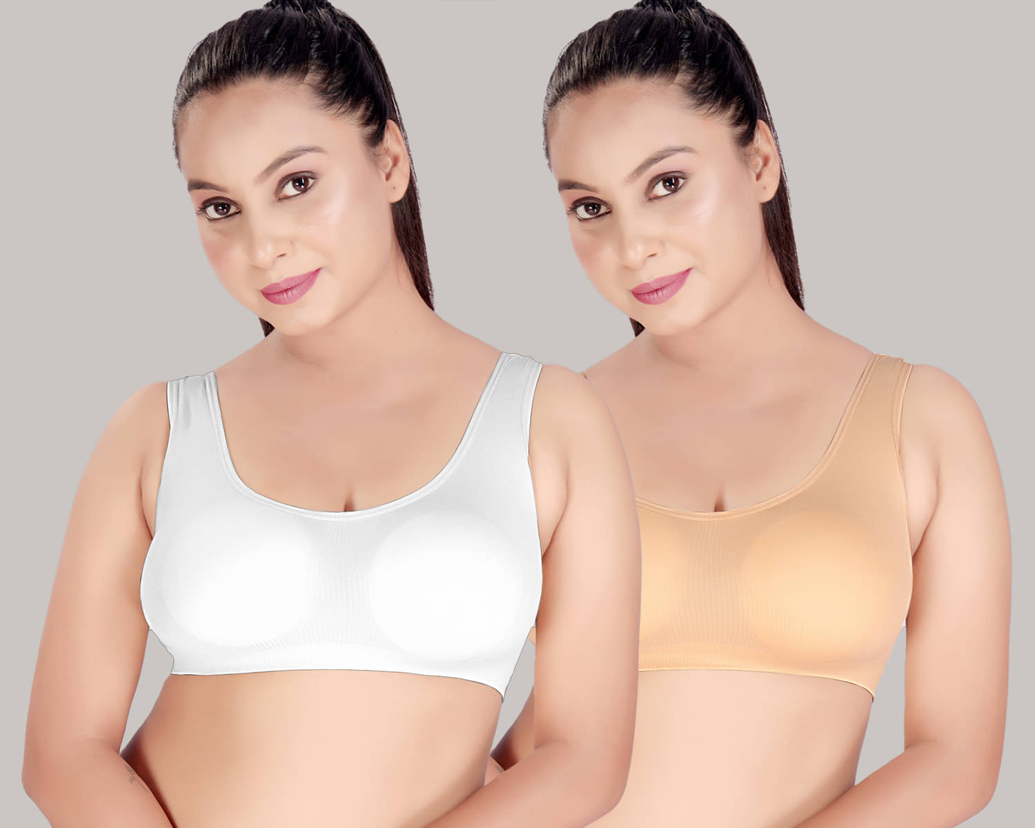 HAYA Pack of 2 Polyester Non Padded Women's Cami bra ( Multicolor ) HAYA White and Skin Polyester Non Padded Women's Cami bra HAYA Pack of 2 Polyester Non Padded Women's Cami bra ( Multicolor ) HAYA White and Skin Polyester Non Padded Women's Cami bra