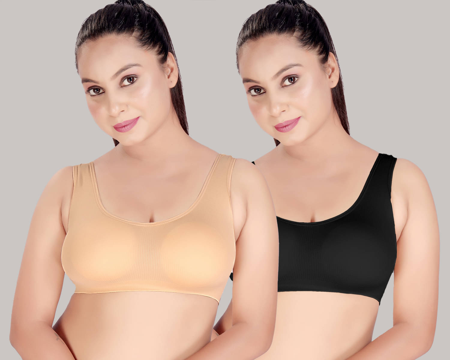     			HAYA Pack of 2 Polyester Non Padded Women's Cami bra ( Multicolor ) HAYA Multicolor Polyester Non Padded Women's Cami bra