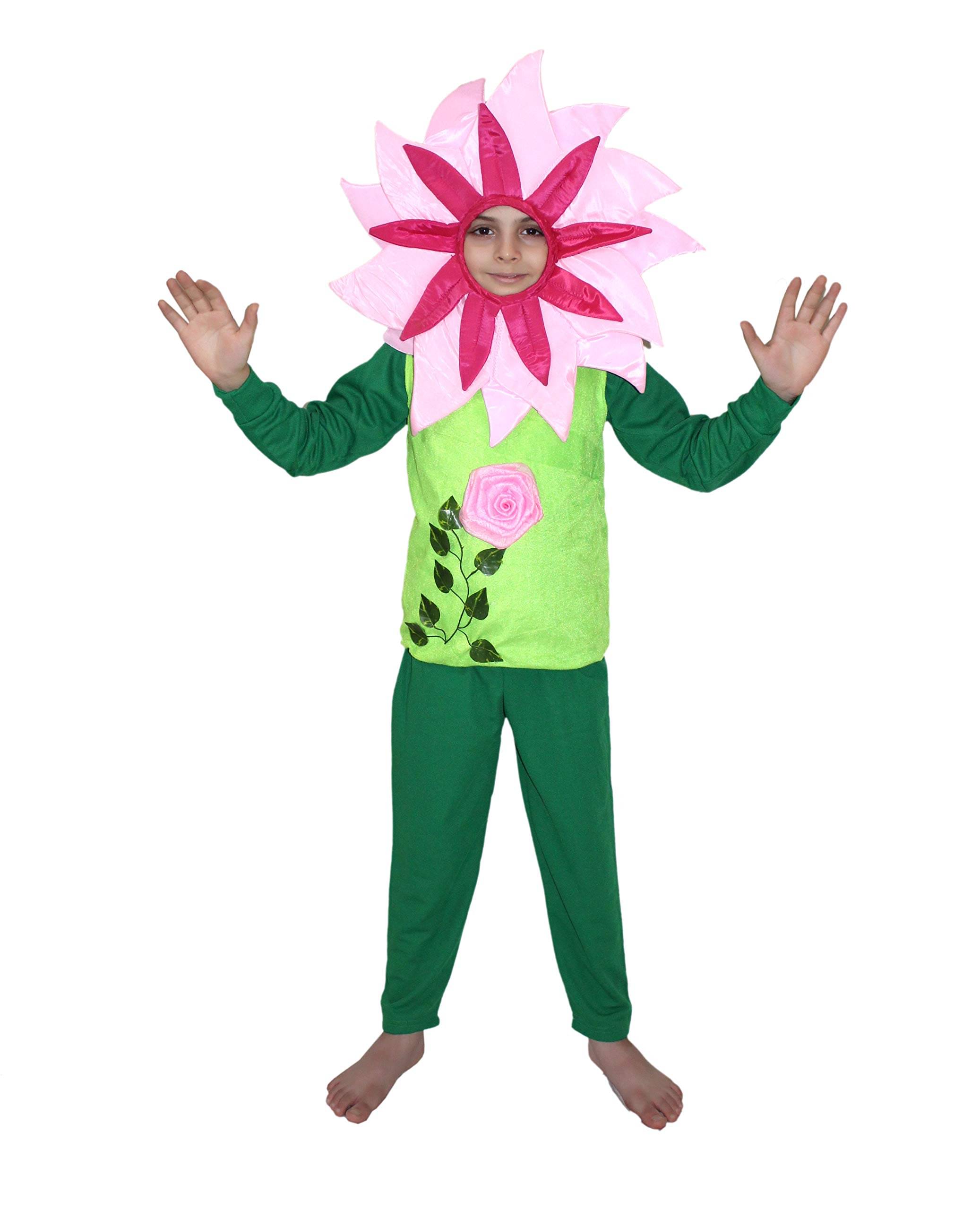     			Kaku Fancy Dresses Flower Costume,Rose Costume,Nature Costume -Pink-Green, 5-6 Years, For Boys & Girls