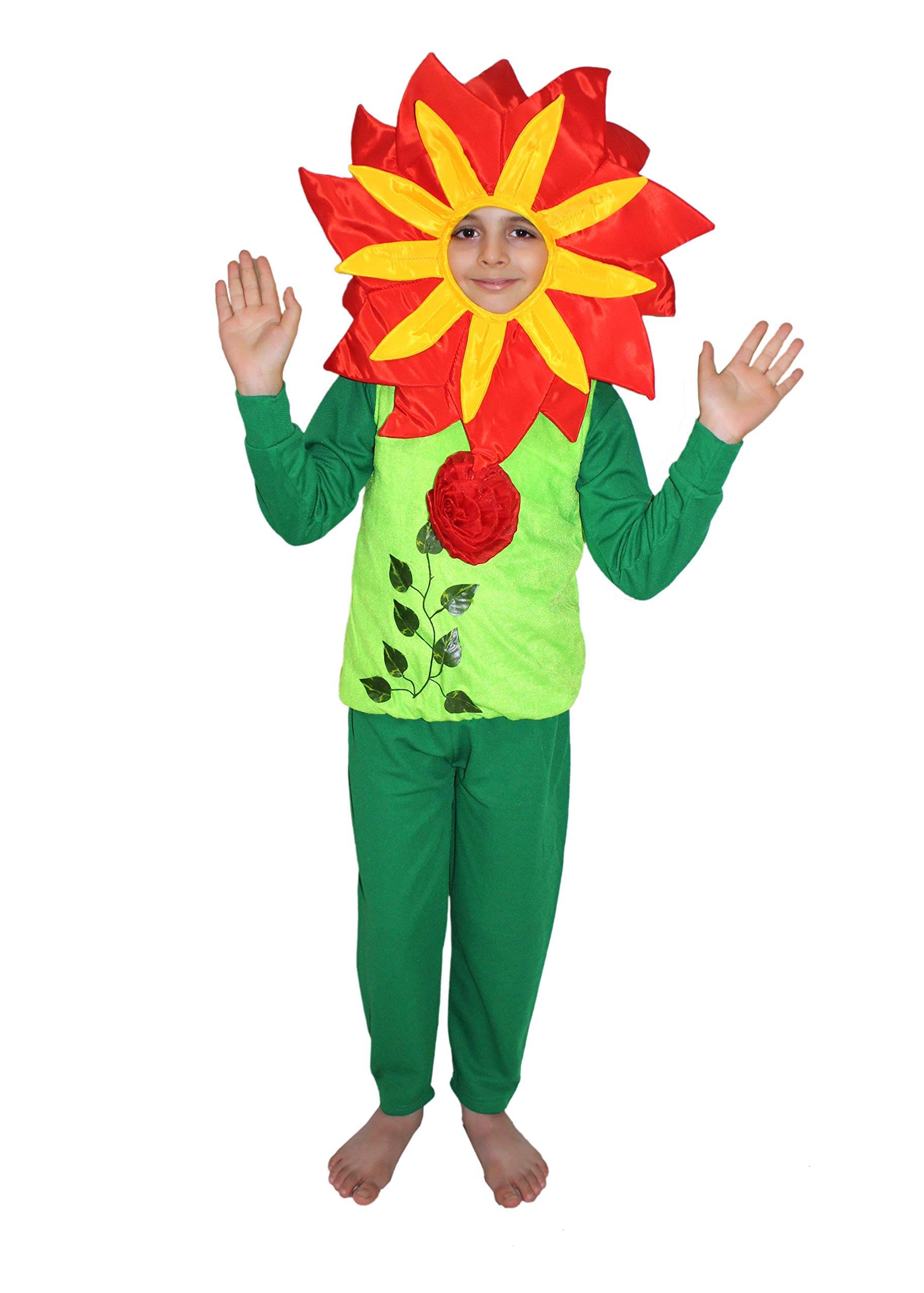 Kaku Fancy Dresses Flower Costume,Rose Costume,Nature Costume -Red-Green, 7-8 Years, For Boys & Girls     			Kaku Fancy Dresses Flower Costume,Rose Costume,Nature Costume -Red-Green, 7-8 Years, For Boys & Girls