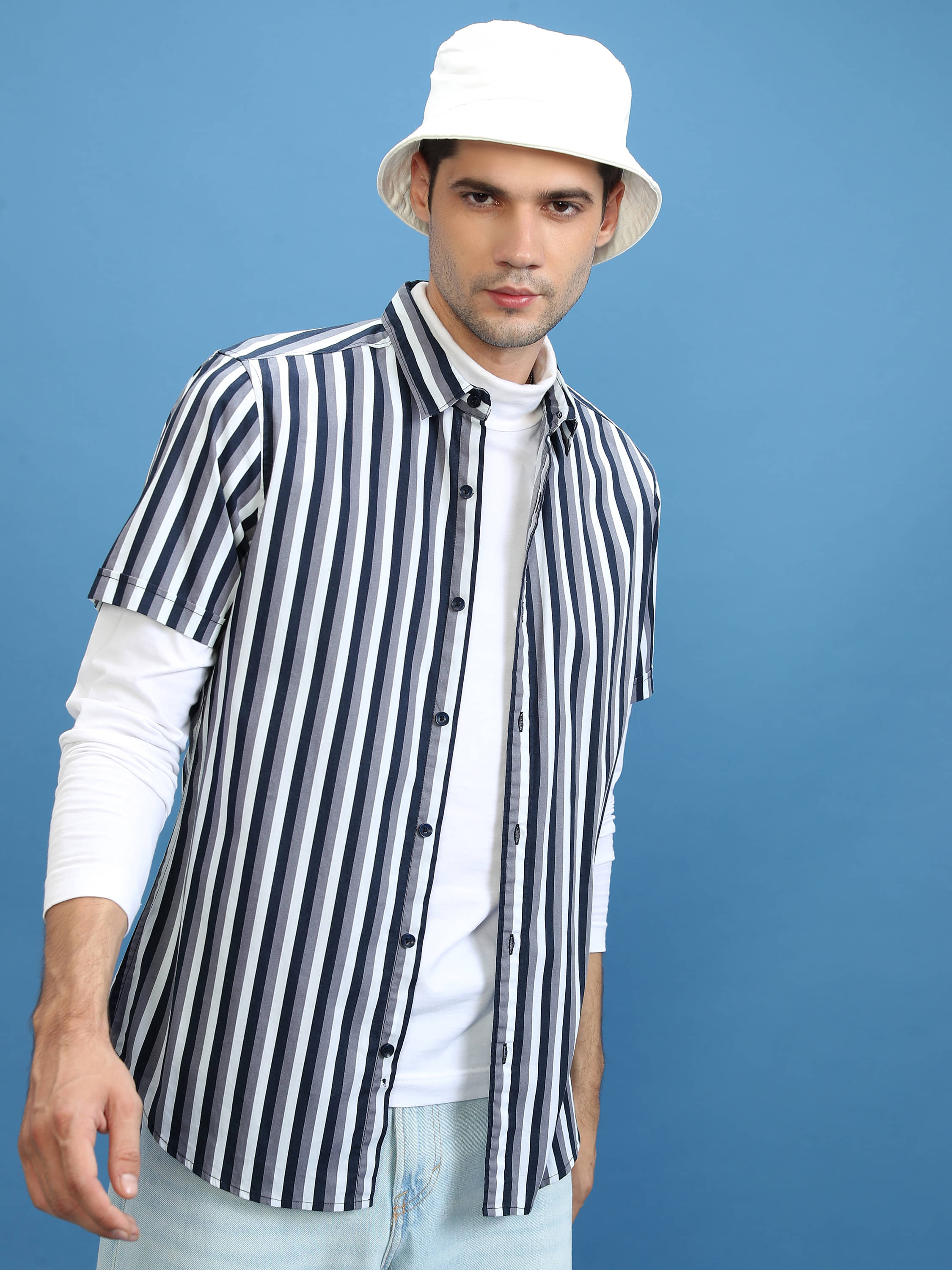Ketch 100% Cotton Regular Fit Striped Half Sleeves Men's Casual Shirt - Navy Blue ( Pack of 1 ) Ketch 100% Cotton Regular Fit Striped Half Sleeves Men's Casual Shirt - Navy Blue ( Pack of 1 )