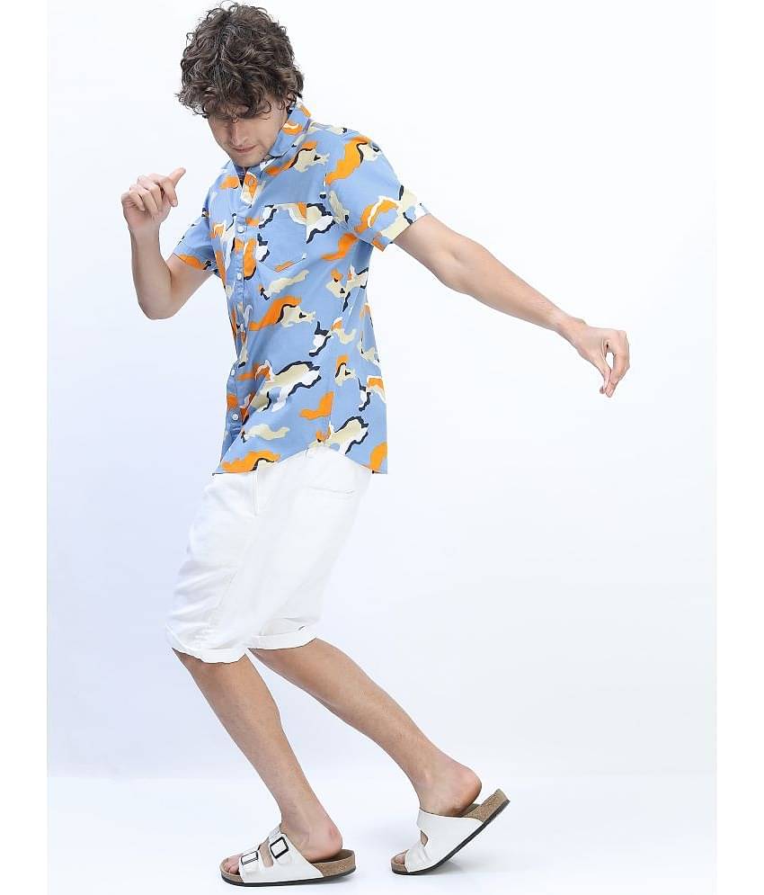 Ketch 100% Cotton Slim Fit Printed Half Sleeves Men's Casual Shirt - Blue ( Pack of 1 )