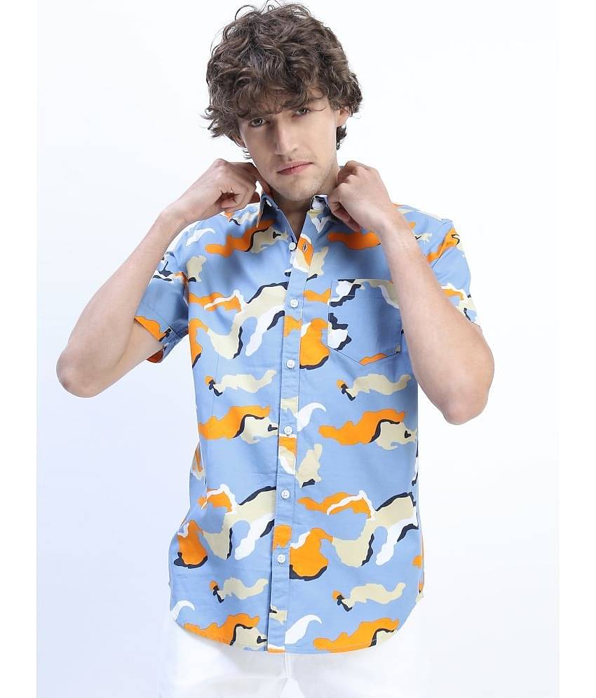 Ketch 100% Cotton Slim Fit Printed Half Sleeves Men's Casual Shirt - Blue ( Pack of 1 )