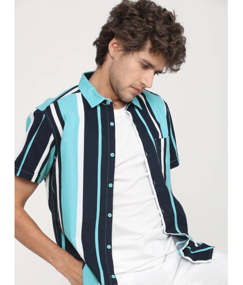 Ketch 100% Cotton Slim Fit Striped Half Sleeves Men's Casual Shirt - Blue ( Pack of 1 )     			Ketch 100% Cotton Slim Fit Striped Half Sleeves Men's Casual Shirt - Blue ( Pack of 1 )