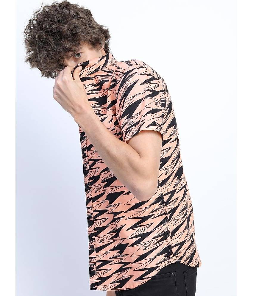 Ketch 100% Cotton Slim Fit Printed Half Sleeves Men's Casual Shirt - Pink ( Pack of 1 )