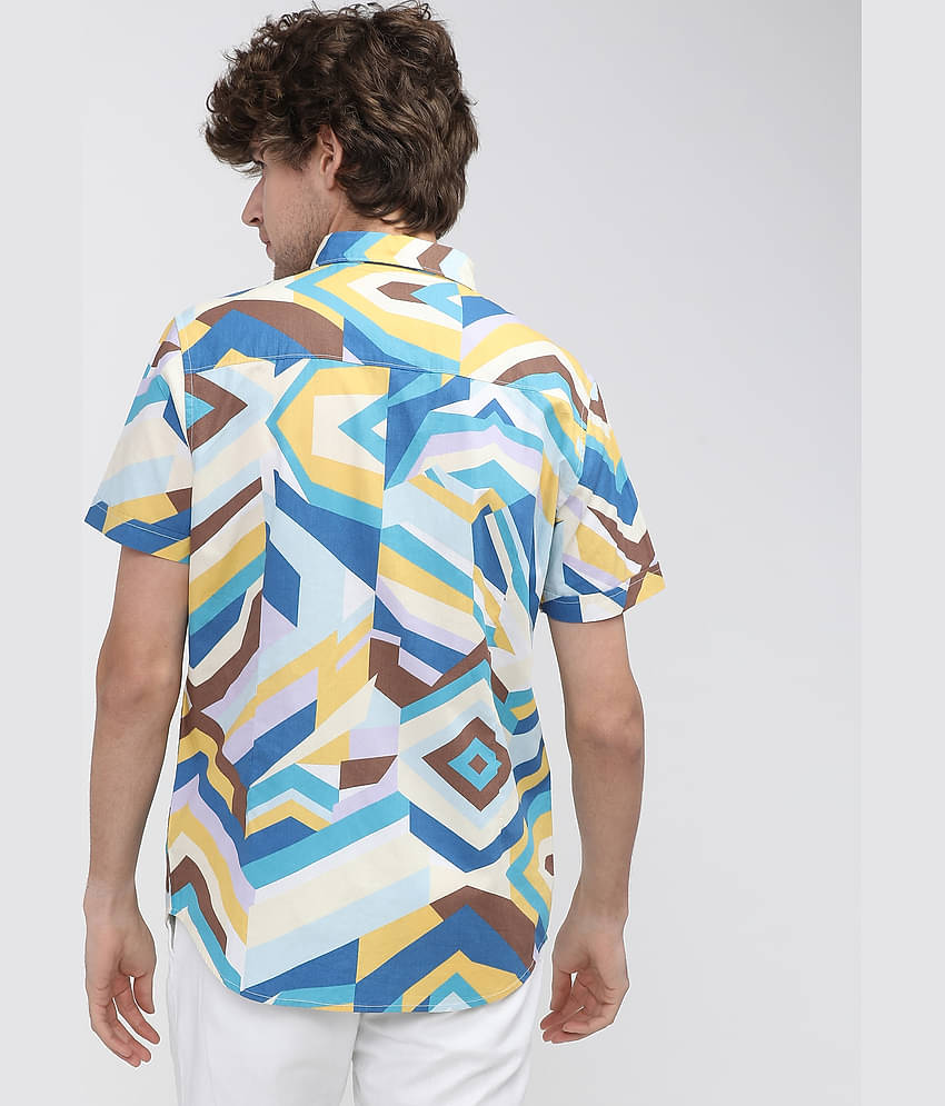 Ketch 100% Cotton Slim Fit Printed Half Sleeves Men's Casual Shirt - Green ( Pack of 1 )