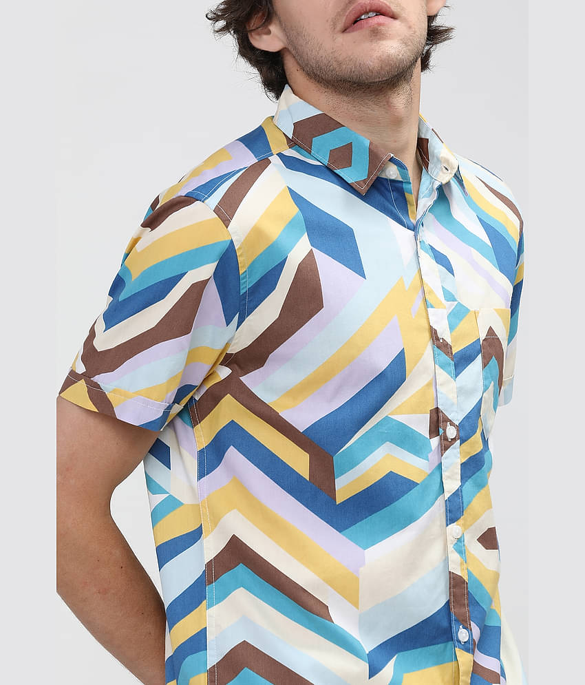 Ketch 100% Cotton Slim Fit Printed Half Sleeves Men's Casual Shirt - Green ( Pack of 1 )